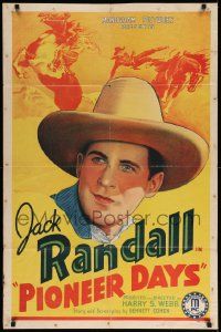 6b607 PIONEER DAYS 1sh '40 cowboy Jack Randall in western stone litho artwork!