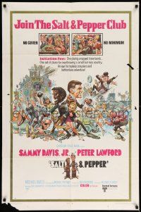 6b665 SALT & PEPPER 1sh '68 great artwork of Sammy Davis & Peter Lawford by Jack Davis!