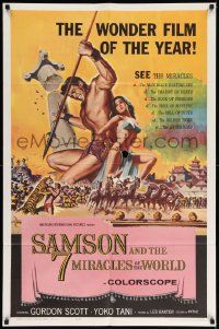 6b669 SAMSON & THE 7 MIRACLES OF THE WORLD 1sh '62 Maciste Alla Corte Del Gran Khan, sexy art!