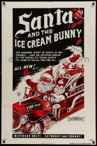 6b672 SANTA & THE ICE CREAM BUNNY 1sh '72 great wacky art of Santa & bunny in fire truck!