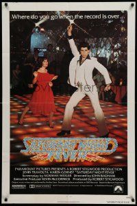 6b675 SATURDAY NIGHT FEVER 1sh '77 best image of disco John Travolta & Karen Lynn Gorney!