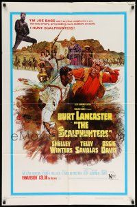 6b683 SCALPHUNTERS 1sh '68 great art of Burt Lancaster & Ossie Davis fighting in mud!