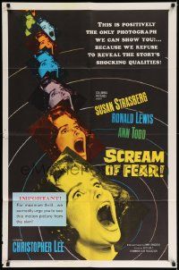 6b690 SCREAM OF FEAR 1sh '61 Hammer, classic terrified Susan Strasberg horror image!