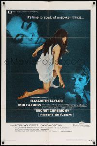 6b694 SECRET CEREMONY 1sh '68 Elizabeth Taylor, Mia Farrow, Robert Mitchum!