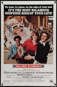 6b710 SILVER STREAK style A 1sh '76 art of Gene Wilder, Richard Pryor & Jill Clayburgh by Gross!