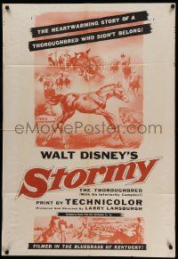 6b759 STORMY 1sh '54 cool artwork of Walt Disney thoroughbred horse!