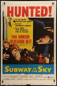 6b768 SUBWAY IN THE SKY 1sh '59 Van Johnson is hunted by the Berlin underground police!