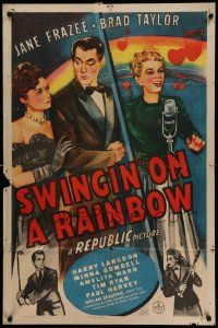6b788 SWINGIN' ON A RAINBOW 1sh '45 Jane Frazee, Brad Taylor, great art of radio stars!