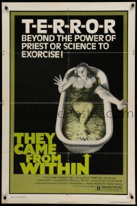 6b834 THEY CAME FROM WITHIN 1sh '76 David Cronenberg, art of terrified girl in bath tub!