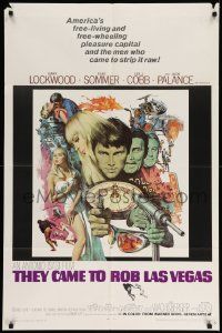 6b835 THEY CAME TO ROB LAS VEGAS 1sh '68 Gary Lockwood, cool McCarthy art including roulette wheel