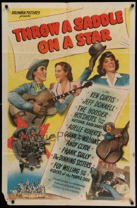 6b847 THROW A SADDLE ON A STAR 1sh '46 Ken Curtis, Jeff Donnell, country western musical!