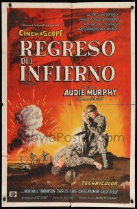 6b862 TO HELL & BACK Spanish/U.S. export 1sh '55 Audie Murphy, completely different art by Syd Roye!