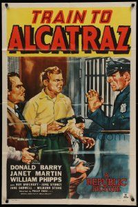 6b880 TRAIN TO ALCATRAZ 1sh '48 cool art of Don Red Barry in prison!