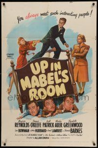 6b904 UP IN MABEL'S ROOM 1sh '44 wacky art of Marjorie Reynolds, Dennis O'Keefe & Gail Patrick!