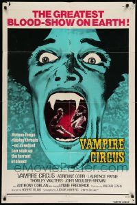 6b911 VAMPIRE CIRCUS int'l 1sh '72 human fangs ripping throats, no sawdust can soak up all the blood