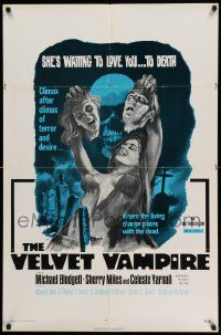 6b914 VELVET VAMPIRE 1sh '71 she'll love you... to death, great sexy gruesome horror artwork!