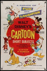 6b930 WALT DISNEY'S CARTOON SHORT SUBJECTS 1sh '65 Goofy, Mickey, Donald Duck, Pluto, Chip & Dale!