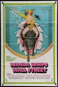 6b931 WANDA WHIPS WALL STREET 1sh '82 great Tom Tierney art of Veronica Hart riding bull, x-rated!