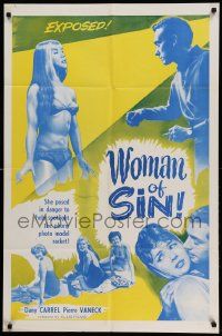 6b959 WHY WOMEN SIN 1sh '58 sexy Woman of Sin Dany Carrel helps spotlight phony model racket!