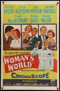 6b975 WOMAN'S WORLD 1sh '54 June Allyson, Clifton Webb, Van Heflin, Lauren Bacall, Arlene Dahl!