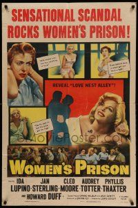 6b977 WOMEN'S PRISON 1sh '54 Ida Lupino & super sexy convict Cleo Moore, sensational scandal!