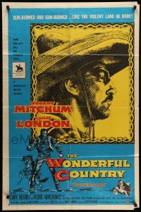 6b978 WONDERFUL COUNTRY 1sh '59 Texan Robert Mitchum in sombrero, Julie London!