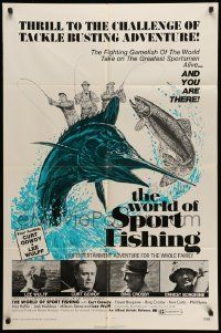 6b981 WORLD OF SPORT FISHING 1sh '72 images of celebrities fishing, Borgnine & Crosby!