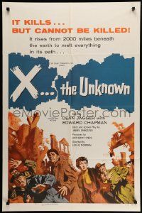 6b984 X THE UNKNOWN 1sh '57 spooky Hammer sci-fi, Dean Jagger, nothing can stop it!