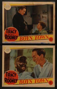 6c897 BOYS TOWN 2 LCs '38 Spencer Tracy glares at Mickey Rooney & Rooney gets mud massage!