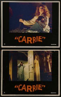 6c901 CARRIE 2 LCs '76 Stephen King, both with Sissy Spacek & crazy mother Piper Laurie!