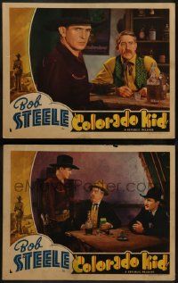 6c904 COLORADO KID 2 LCs '37 great images of western cowboy Bob Steele!