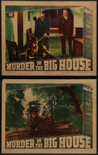 6c950 MURDER IN THE BIG HOUSE 2 LCs '42 Van Johnson, George Meeker, prison crime thriller!