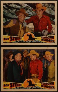 6c975 SUNDOWN SAUNDERS 2 LCs '36 great cowboy western images of Bob Steele!