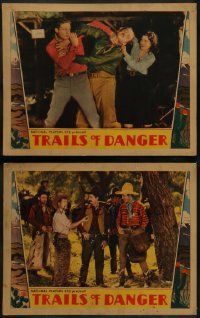 6c990 TRAILS OF DANGER 2 LCs '30 Wally Wales, Virginia Brown Faire, Jack Perrin!