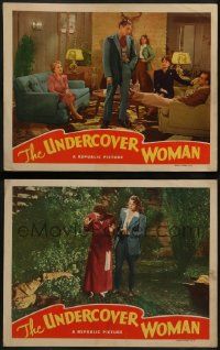 6c992 UNDERCOVER WOMAN 2 LCs '46 Stephanie Bachelor, Robert Livingston, cool mystery!