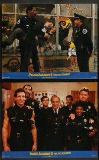 6c355 POLICE ACADEMY 2 8 English LCs '85 wacky Steve Guttenberg, Bubba Smith, Winslow!