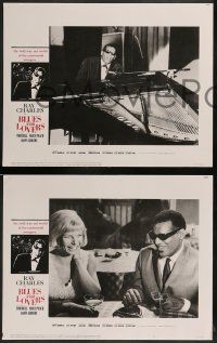 6c079 BLUES FOR LOVERS 8 LCs '66 great images of Ray Charles, playing piano + more!