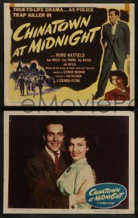 6c106 CHINATOWN AT MIDNIGHT 8 LCs '50 detective Hurd Hatfield traps a killer in San Francisco!