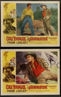 6c790 COLE YOUNGER GUNFIGHTER 3 LCs '58 many great images of cowboy Frank Lovejoy!