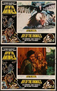 6c129 DAY OF THE ANIMALS 8 LCs '77 wildlife revenge more shocking than The Birds, great artwork!