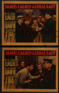 6c798 EACH DAWN I DIE 3 LCs '39 James Cagney in 1, George Raft in 2 prison escape scenes, rare!