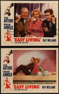6c152 EASY LIVING 8 LCs '37 Edward Arnold, Jean Arthur, Ray Milland, Preston Sturges comedy!