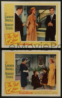 6c803 GIFT OF LOVE 3 LCs '58 cool images of pretty Lauren Bacall & Robert Stack!