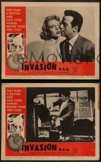 6c724 INVASION U.S.A. 4 LCs R56 Gerald Mohr, Peggie Castle, New York topples!