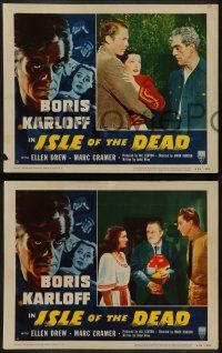 6c655 ISLE OF THE DEAD 5 LCs R53 Boris Karloff, gaping graves, walking dead, unseen vampires!