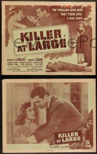 6c235 KILLER AT LARGE 8 LCs '47 William Beaudine directed, artwork of Robert Lowery, Anabel Shaw!