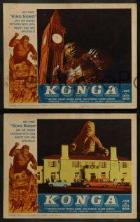 6c239 KONGA 8 LCs '61 great images of giant angry ape terrorizing city, not since King Kong!