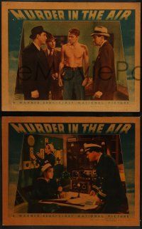 6c830 MURDER IN THE AIR 3 LCs '40 barechested Ronald Reagan c/u in 1, tense scenes in the others!