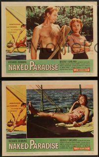 6c297 NAKED PARADISE 8 LCs '57 AIP, Richard Denning, sexy Beverly Garland!