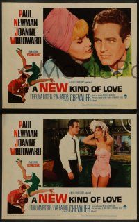 6c302 NEW KIND OF LOVE 8 LCs '63 Paul Newman loves Joanne Woodward, great romantic images!